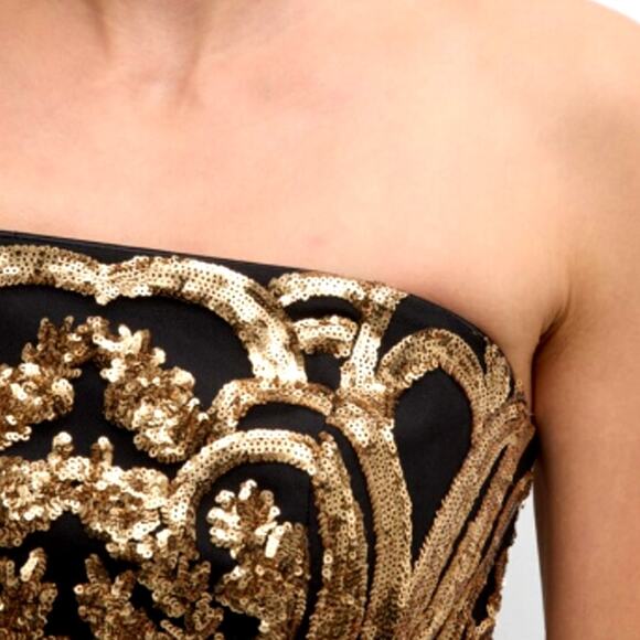 Dress the Population Black Label Morgan Sequin Fringe-Trim Bodycon Dress Size S - Picture 4 of 11